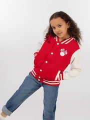Brands In Red Girls Disney Minnie Mouse Flowers Varsity Jacket - Image 4 of 4