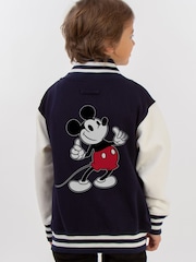 Brands In Blue Boys Disney Mickey Mouse Pose Varsity Jacket - Image 1 of 2