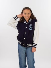Brands In Blue Girls Disney Lilo and Stitch Heart Varsity Jacket - Image 4 of 4