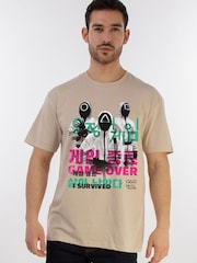 Brands In Natural Mens Netflix Squid Game I Survived 100% Cotton T-Shirt - Image 1 of 3