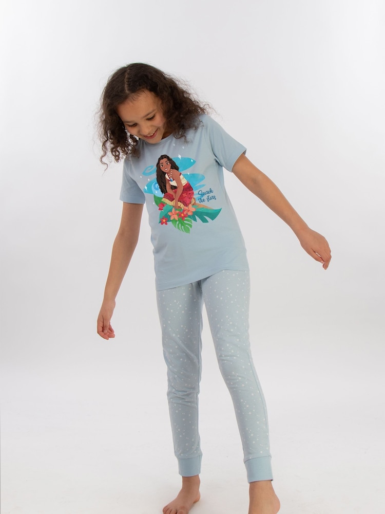 Brands In Blue Baby Girls Disney Moana Search The Stars Stars 100% Cotton Pyjamas - Image 2 of 4