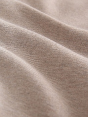 Oatmeal Zip Neck Regular Fit Premium Long Sleeve Knit Polo Shirt - Image 6 of 7