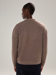 Mushroom Regular Fit Premium Knitted Zip Through Shacket - Image 3 of 7