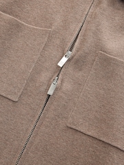 Mushroom Regular Fit Premium Knitted Zip Through Shacket - Image 7 of 7