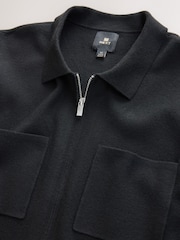 Black Regular Fit Premium Knitted Zip Through Shacket - Image 7 of 8