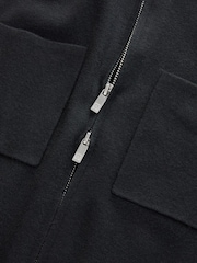 Black Regular Fit Premium Knitted Zip Through Shacket - Image 8 of 8