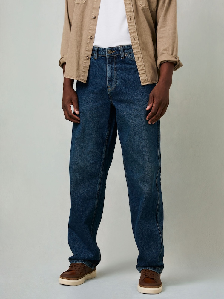 FatFace Indigo Blue Loose Fit Utility Jeans - Image 1 of 8