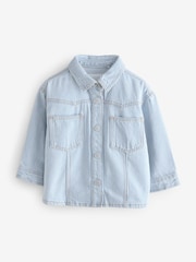 Blue Pure Cotton Shacket Ticking Stripe Shirt - Image 1 of 1