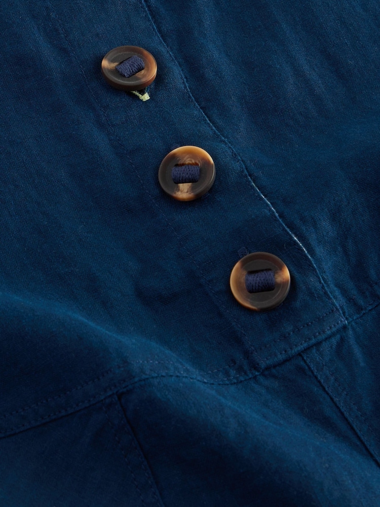 White Stuff Blue Viola 100% Linen Dungarees - Image 6 of 6