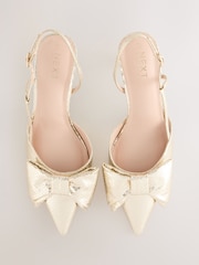 Dourado - Forever Comfort Salto Slingback com Biqueira ® Ponta e Laço - Imagem 1 de 11