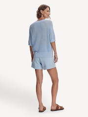 Varley Cashmere Blue Callie Knit 100% Cotton Top - Image 3 of 7