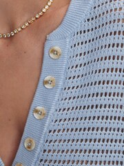 Varley Cashmere Blue Callie Knit 100% Cotton Top - Image 6 of 7