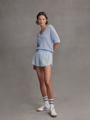 Varley Cashmere Blue Callie Knit 100% Cotton Top - Image 7 of 7