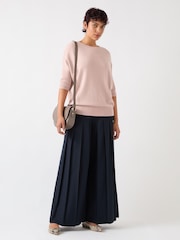 LK Bennett Pink Mara Wool Blend Knitted Drop Sleeve T-Shirt - Image 3 of 5