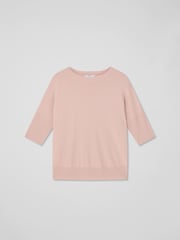LK Bennett Pink Mara Wool Blend Knitted Drop Sleeve T-Shirt - Image 5 of 5