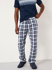 FatFace Boray Light Blue Check Pyjama Bottoms - Image 1 of 6