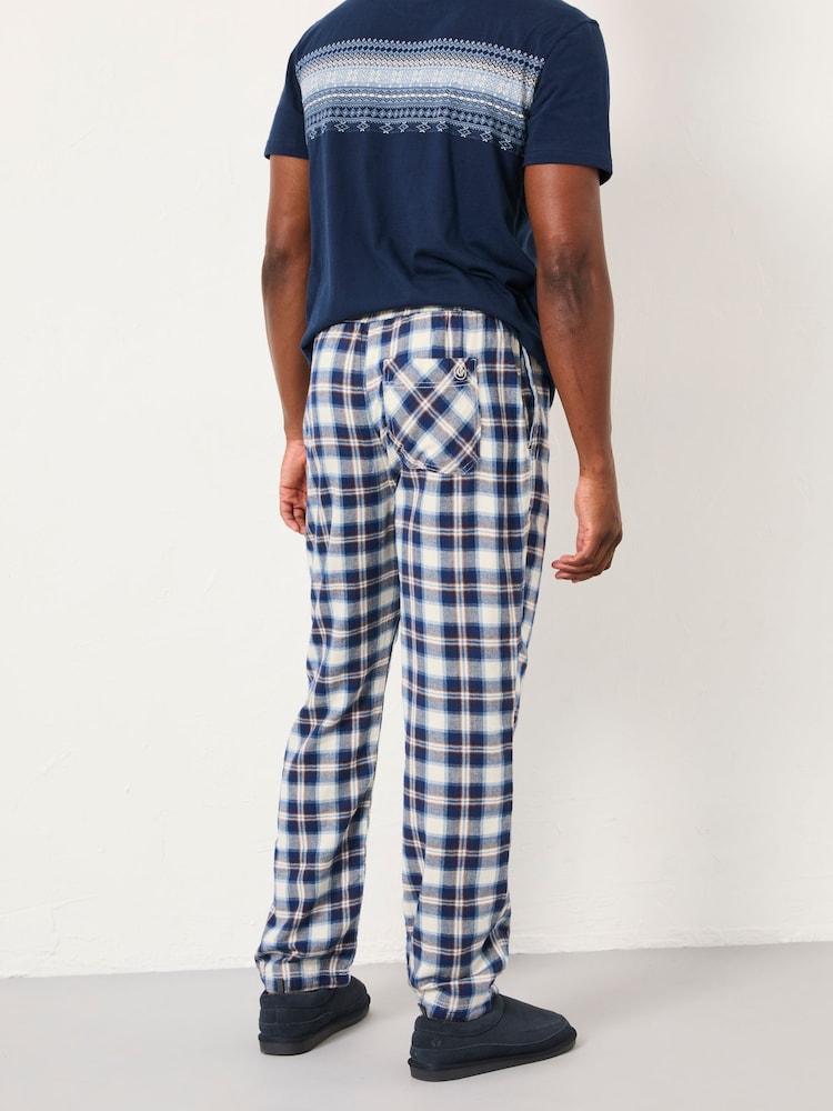 FatFace Boray Light Blue Check Pyjama Bottoms - Image 2 of 6