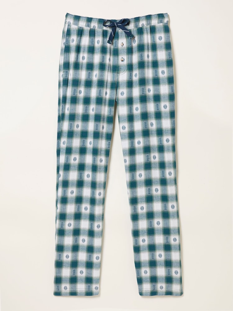 FatFace Arkle Dark Teal Blue Jacquard Check Pyjama Bottoms - Image 1 of 1 FatFace Arkle Dark Teal Blue Jacquard Check Pyjama Bottoms - Image 1 of 1