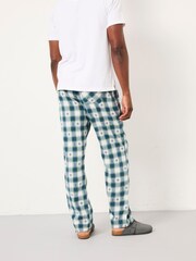 FatFace Arkle Dark Teal Blue Jacquard Check Pyjama Bottoms - Image 2 of 7