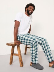 FatFace Arkle Dark Teal Blue Jacquard Check Pyjama Bottoms - Image 6 of 7