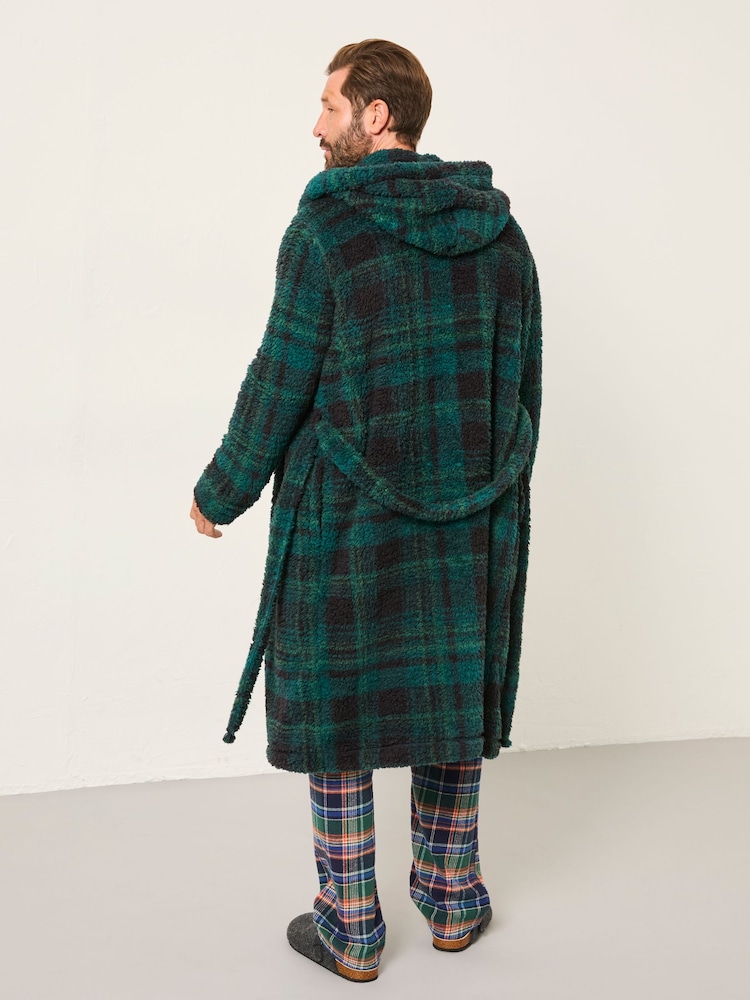 FatFace Dark Green Snuggle Check Robe - Image 2 of 6 FatFace Dark Green Snuggle Check Robe - Image 2 of 6