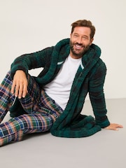 FatFace Dark Green Snuggle Check Robe - Image 4 of 6
