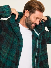 FatFace Dark Green Snuggle Check Robe - Image 5 of 6