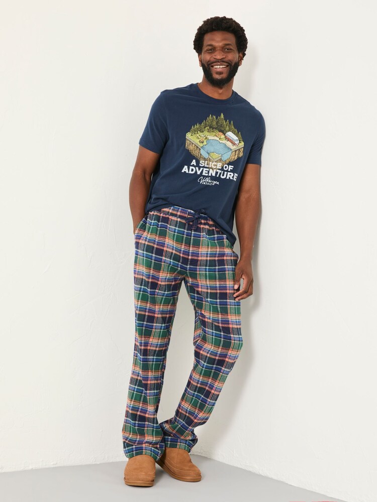 FatFace Milburn Cobalt Blue Check Pyjama Bottoms - Image 1 of 5 FatFace Milburn Cobalt Blue Check Pyjama Bottoms - Image 1 of 5