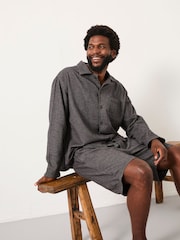 FatFace Charcoal Grey Brushed Twill Pyjama Shorts - Image 4 of 5