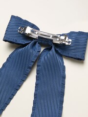 FatFace Blue Textured Hair Bow - Image 2 of 2