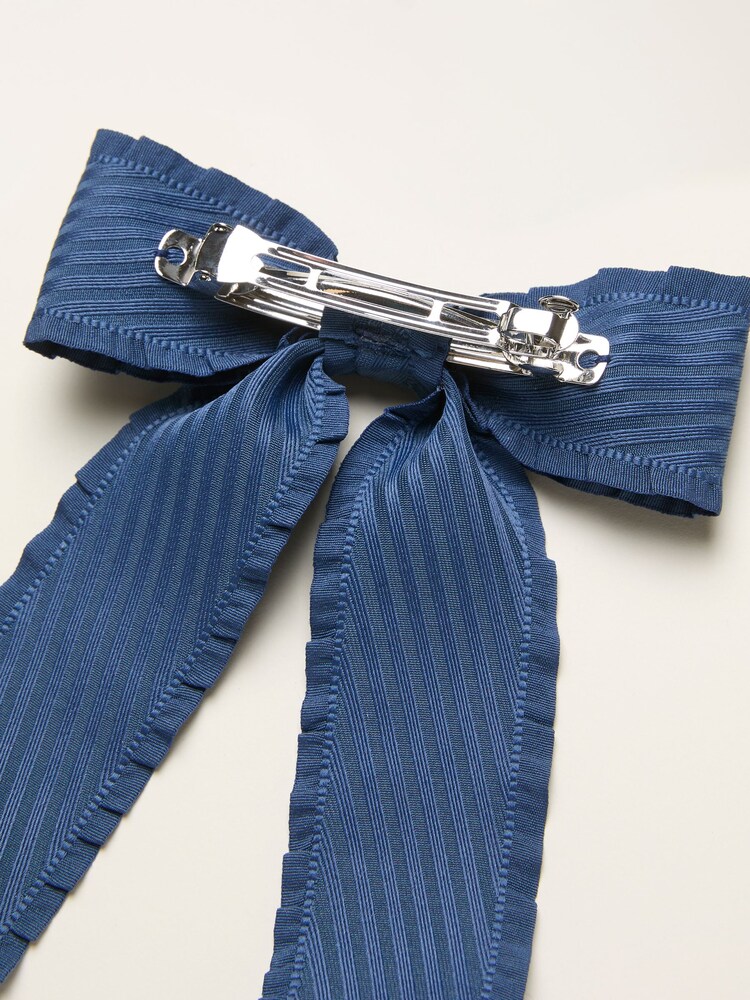 FatFace Blue Textured Hair Bow - Image 2 of 2