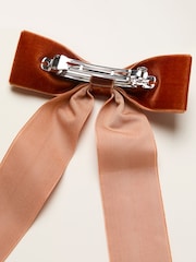 FatFace Burnt Orange Velvet Hair Bow - Image 3 of 3