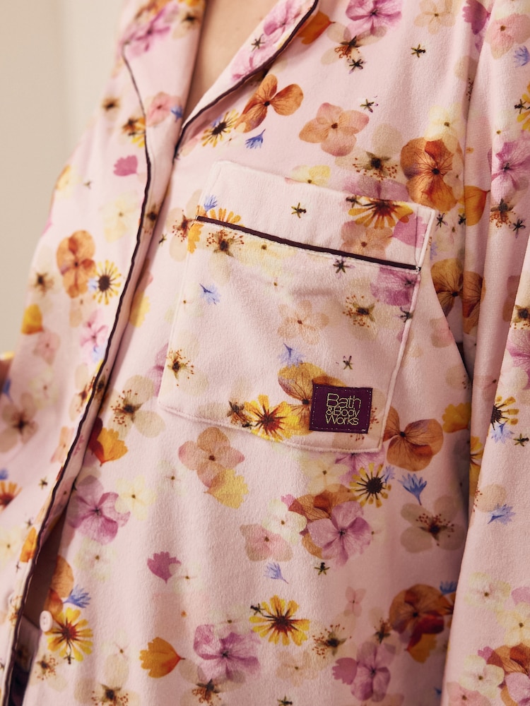 Bath & Body Works White Floral Button Through Pyjamas - Image 5 of 5