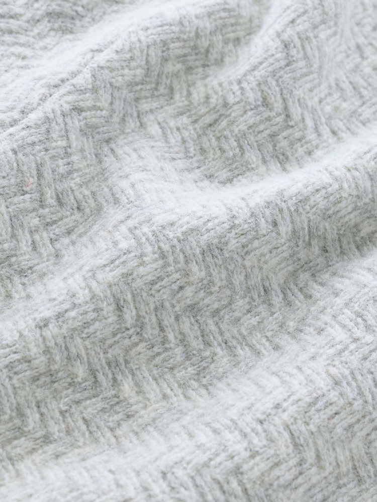 Grey Regular Fit Textured Collared Cardigan with Wool - Image 12 of 12 Grey Regular Fit Textured Collared Cardigan with Wool - Image 12 of 12
