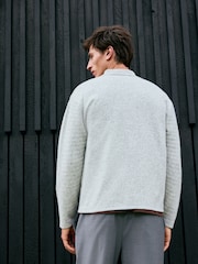 Grey Regular Fit Textured Collared Cardigan with Wool - Image 9 of 12