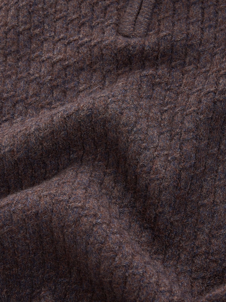 Castanho - Blusa texturizada com decote em um quarto e zíper, corte regular - Imagem 8 de 8