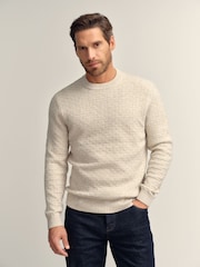 Neutral Regular Fit Textured Crew Neck Knitted Jumper - Image 1 of 5