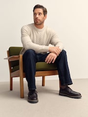 Neutral Regular Fit Textured Crew Neck Knitted Jumper - Image 2 of 5
