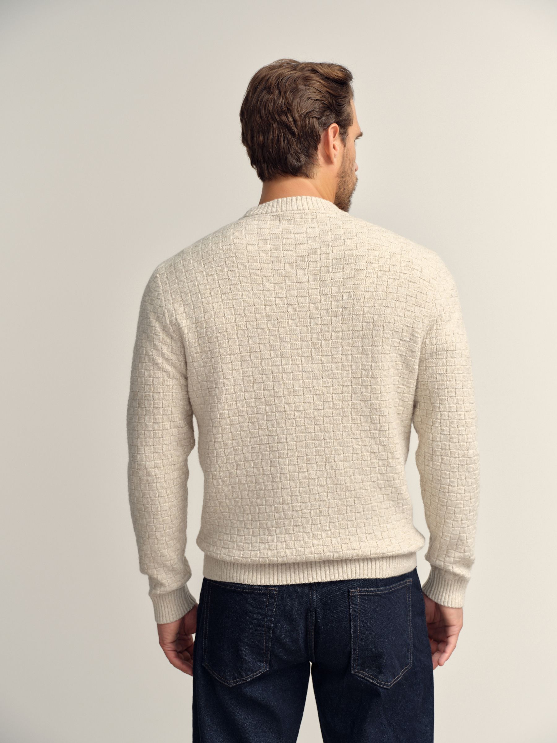 Buy Neutral Regular Fit Textured Crew Neck Knitted Jumper from