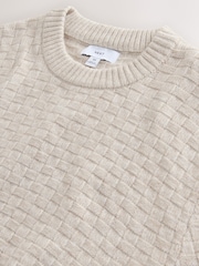 Neutro - Pulôver de malha texturizada com gola redonda e regular fit - Imagem 7 de 8