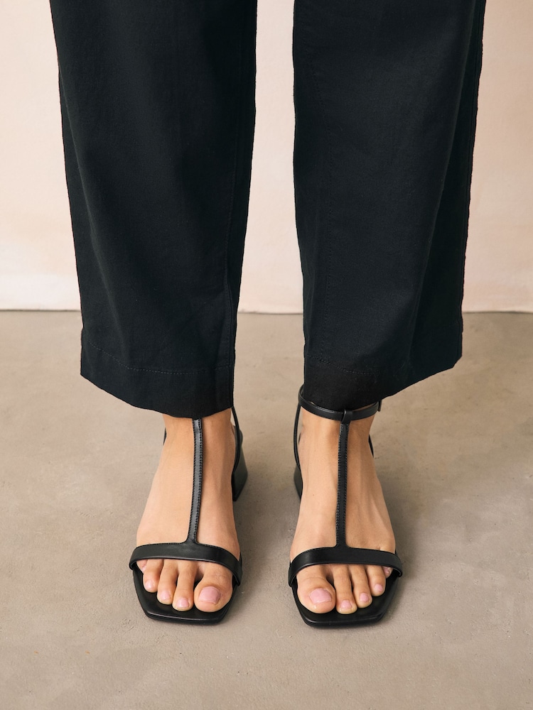Black Standard/Wide Fit Forever Comfort® Low Block Strappy Sandals - Image 2 of 7