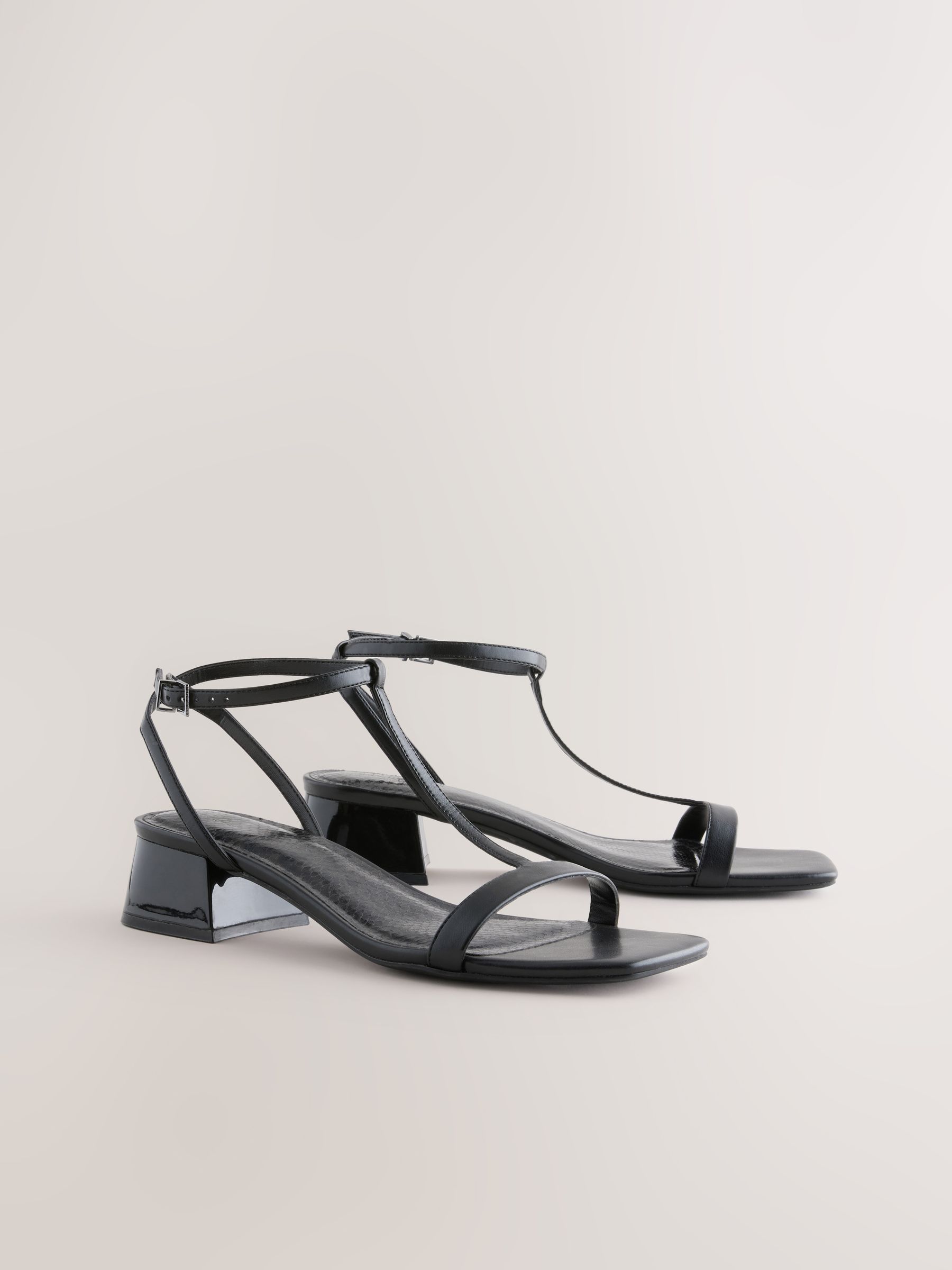Buy Black Standard/Wide Fit Forever Comfort® Low Block Strappy