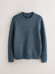 Blue Regular Fit Textured Crew Neck Knitted Jumper - Image 1 of 3