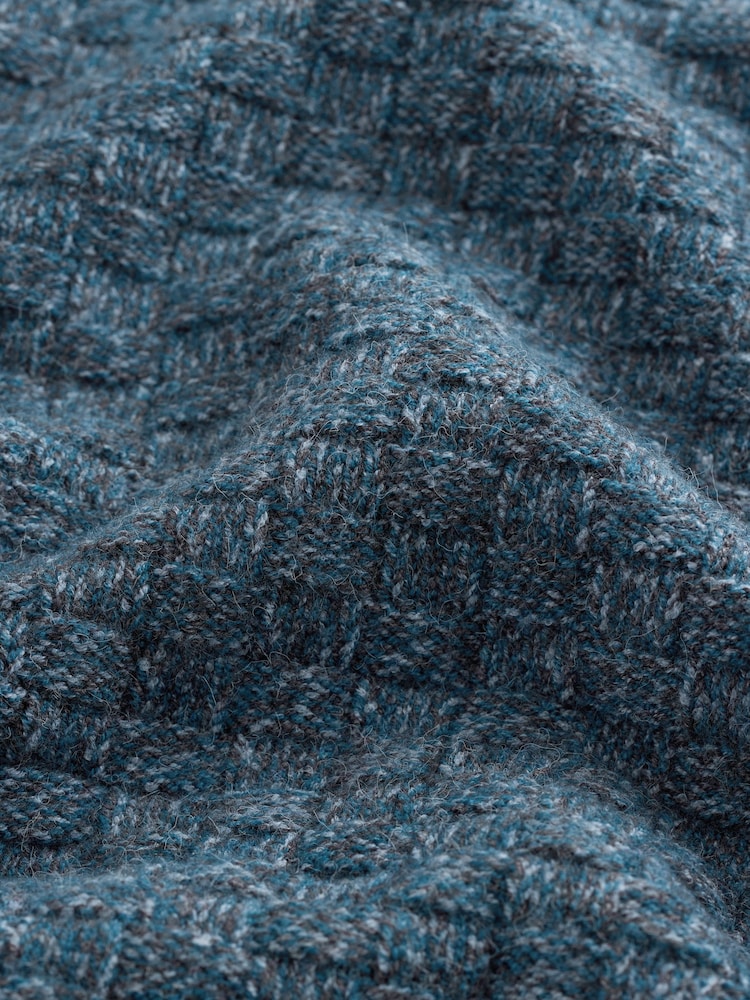 Blue Regular Fit Textured Crew Neck Knitted Jumper - Image 2 of 3