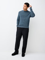 Blue Regular Fit Textured Crew Neck Knitted Jumper - Image 4 of 7