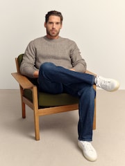 Pedra escura - Regular Fit Cable Knit Crew Neck Jumper with Wool - Imagem 2 de 8