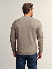 Pedra escura - Regular Fit Cable Knit Crew Neck Jumper with Wool - Imagem 3 de 8