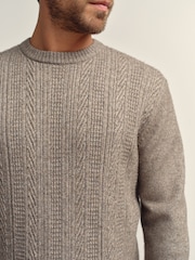 Pedra escura - Regular Fit Cable Knit Crew Neck Jumper with Wool - Imagem 5 de 8