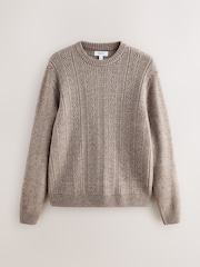 Pedra escura - Regular Fit Cable Knit Crew Neck Jumper with Wool - Imagem 6 de 8