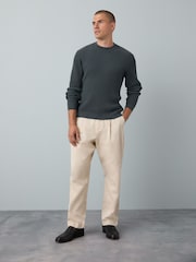 Cinza ardósia - Regular Fit Rib Texture Crew Jumper - Imagem 2 de 8